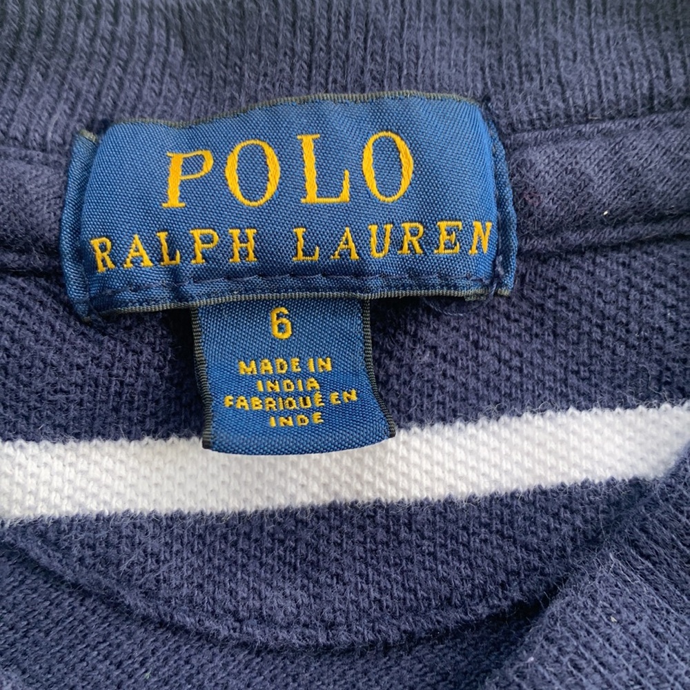 POLO Ralph Lauren Navy Blue & White Shirt 6 EUC - Picture 8 of 10